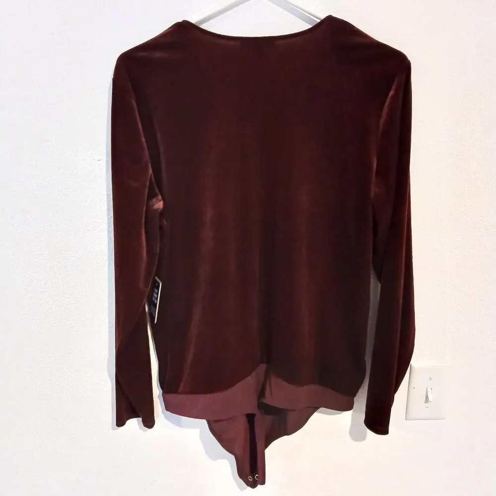 Express Women's Red and Burgundy Bodysuit Size XL - Picture 2 of 5